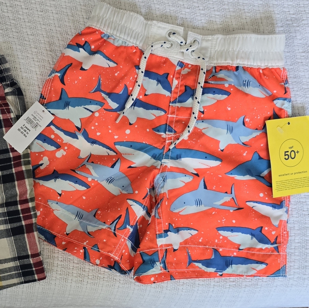 Brand New NWT Gap 2T Sharks Swim Trunks